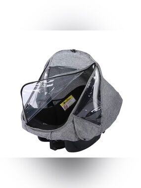 Grey Infant Car Seat Canopy with Clear Window
